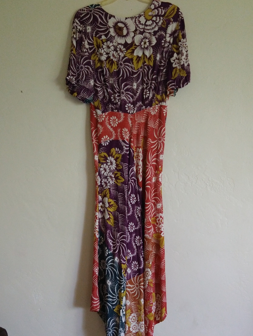 Anthropologie Multi-Color Floral V-Neck Asymmetrical Maxi Dress Size 12 - Picture 7 of 7